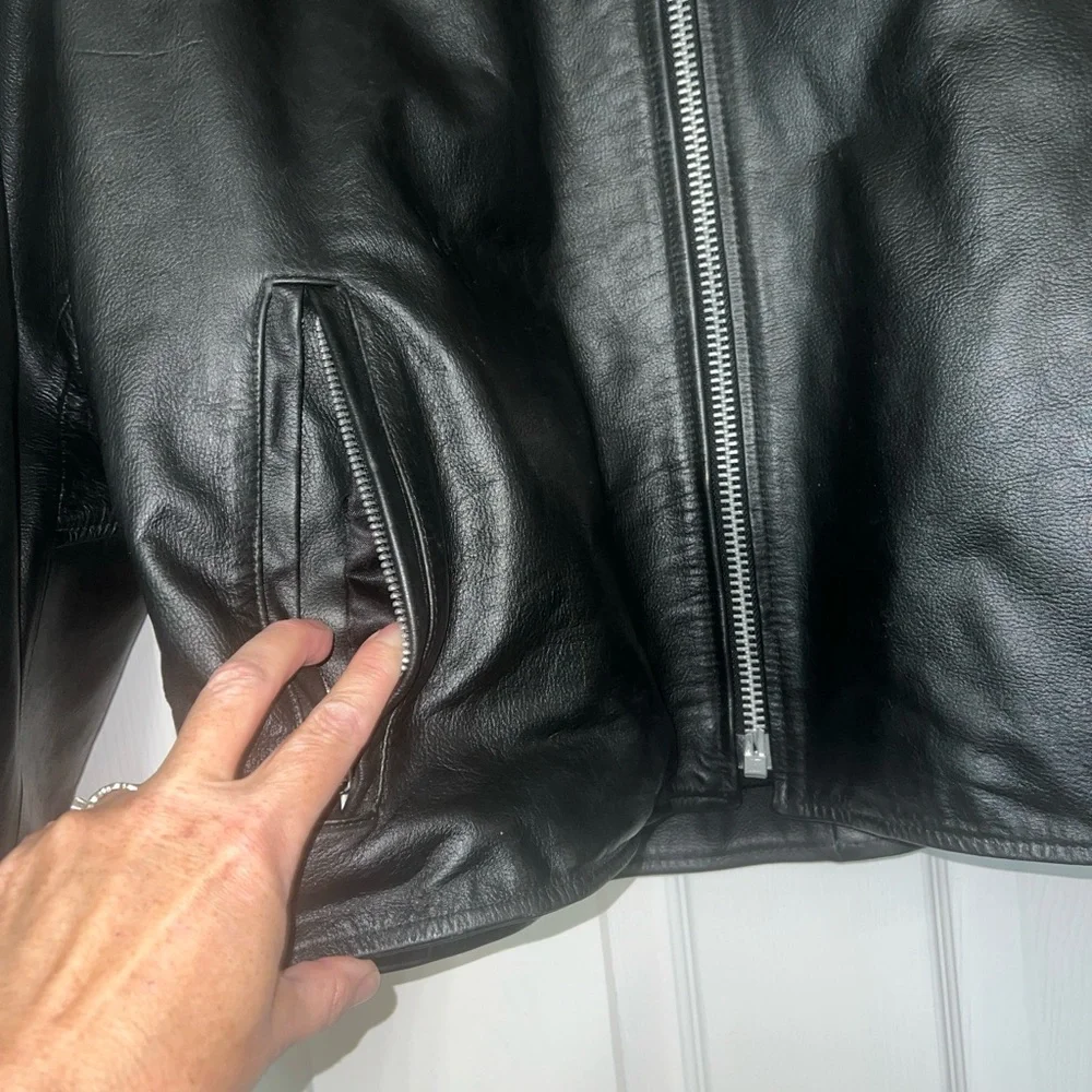 ProTech Performance Real Leather Jacket Thinsulate  Removable Liner Sz L Black - Picture 3 of 16